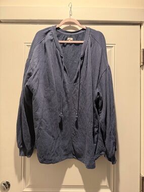 Aerie Washed Indigo Easy Street V-Neck Sweatshirt